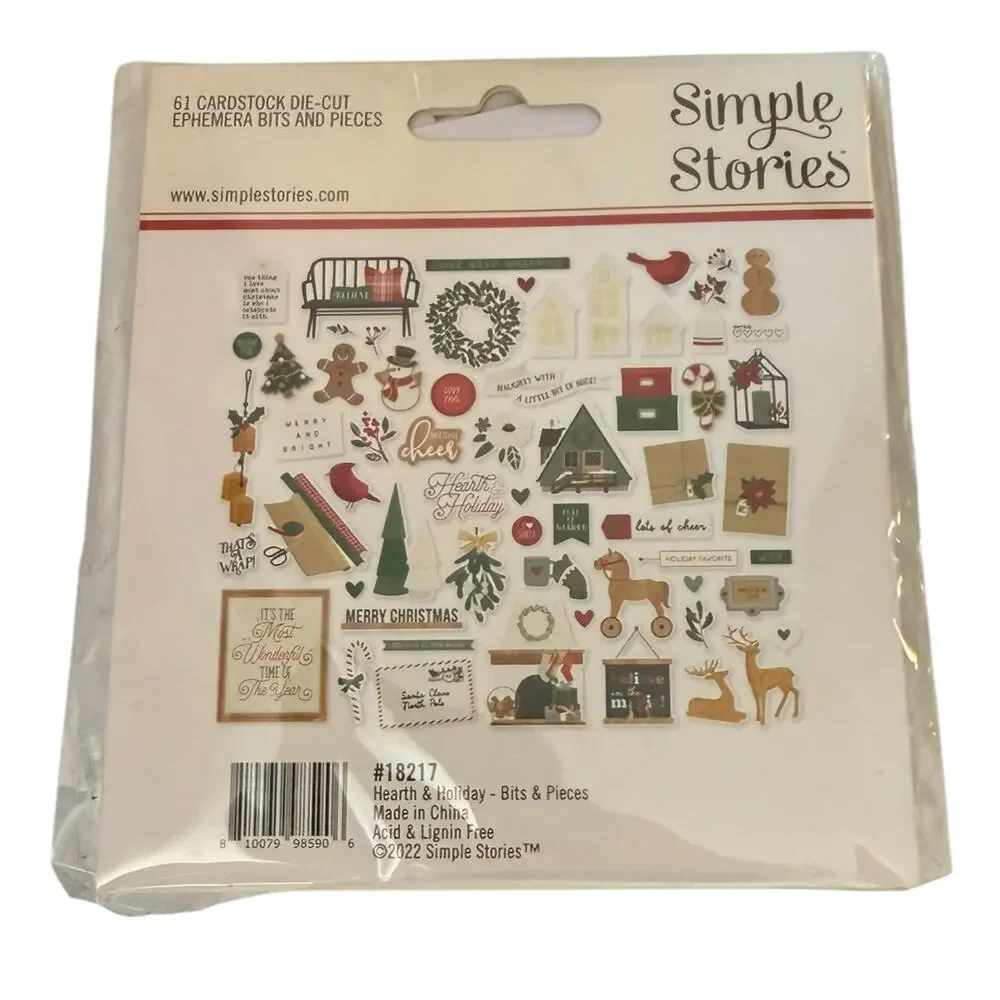 Single Stories Bits & Pieces Hearth Holiday 61 Pieces Scrapbooking 18217